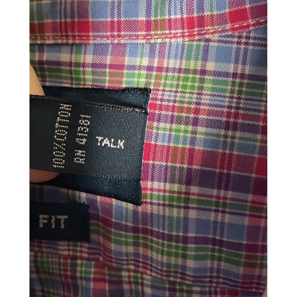 Polo Ralph Lauren Shirt Men XL  17 1/2Long Sleeve‎ Green Pink Plaid Button Down
